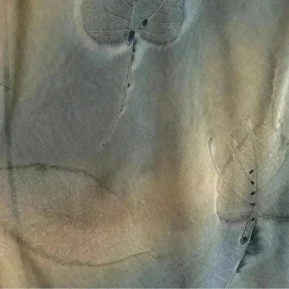 Gorgeous DIAMOND TEA Natural Leaf Print 90s Bias Cut Sheer Sleeveless Maxi Gown - Picture 7 of 8